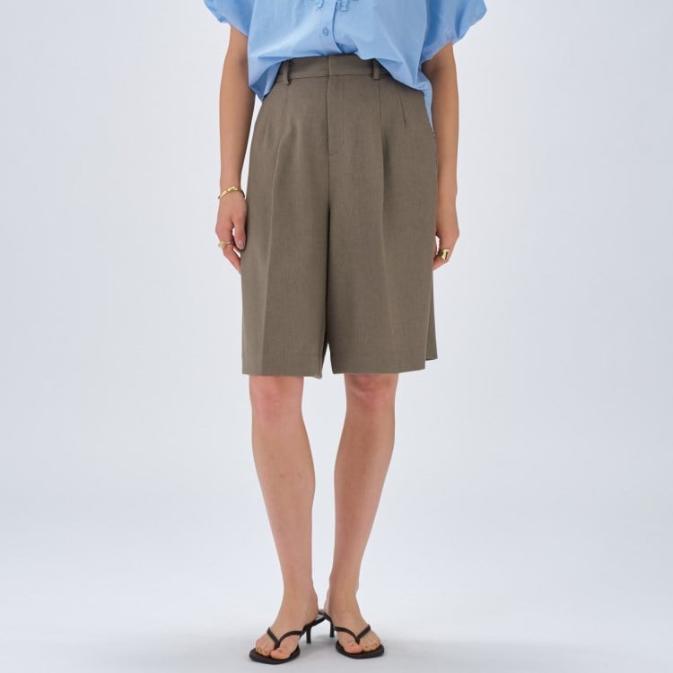 クロエンス(cloenc)の【セットアップ／手洗い可】リネンブレンドハーフパンツ 6～9分丈パンツ