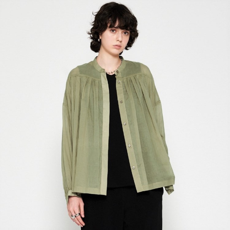 クロエンス(cloenc)の【手洗い可】コットンシフォンギャザーブラウス シャツ・ブラウス
