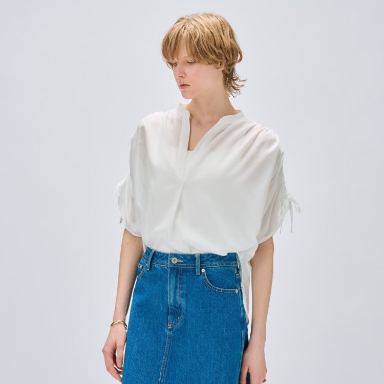 クロエンス(cloenc)の【手洗い可】スキッパーギャザーリボンブラウス シャツ・ブラウス