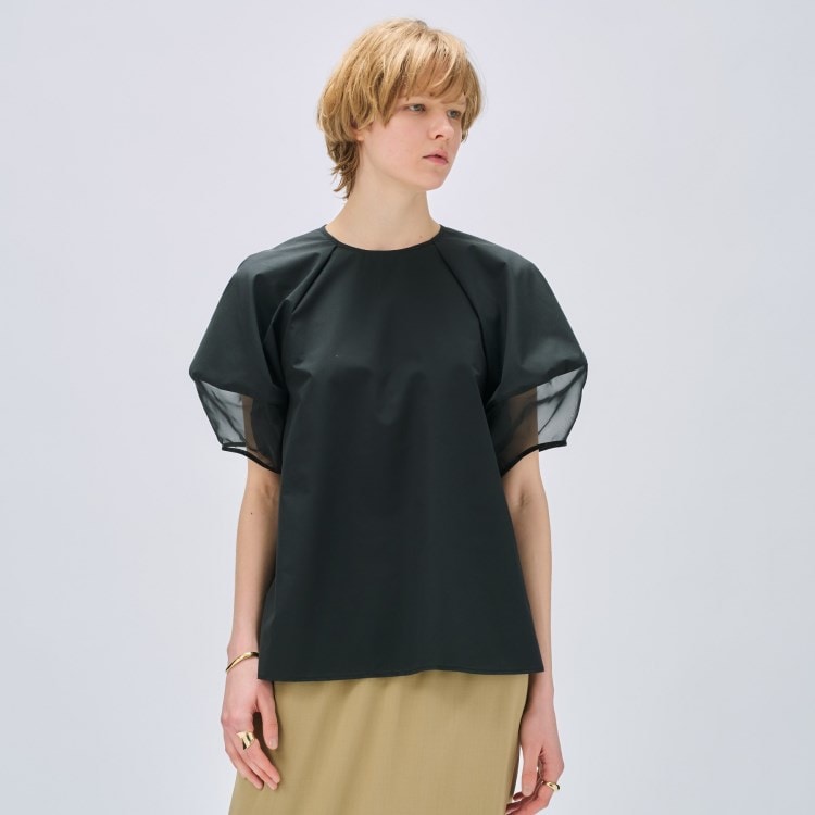 クロエンス(cloenc)の【手洗い可】シアーパフスリーブブラウス シャツ・ブラウス