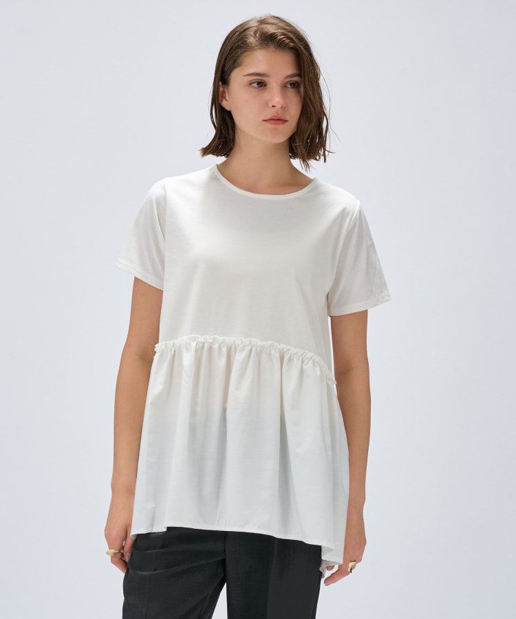 クロエンス(cloenc)の【マシンウォッシュ】ドッキングチュニックTシャツ ホワイト(001)