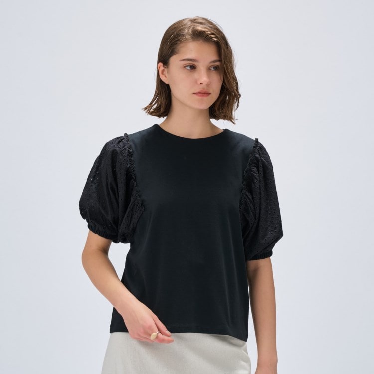 クロエンス(cloenc)の【マシンウォッシュ】レーススリーブTシャツ カットソー