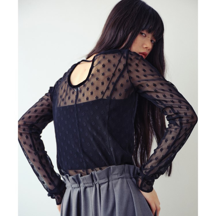 コードエー(CODE A)のCODE A ｜ back open tulle tops カットソー