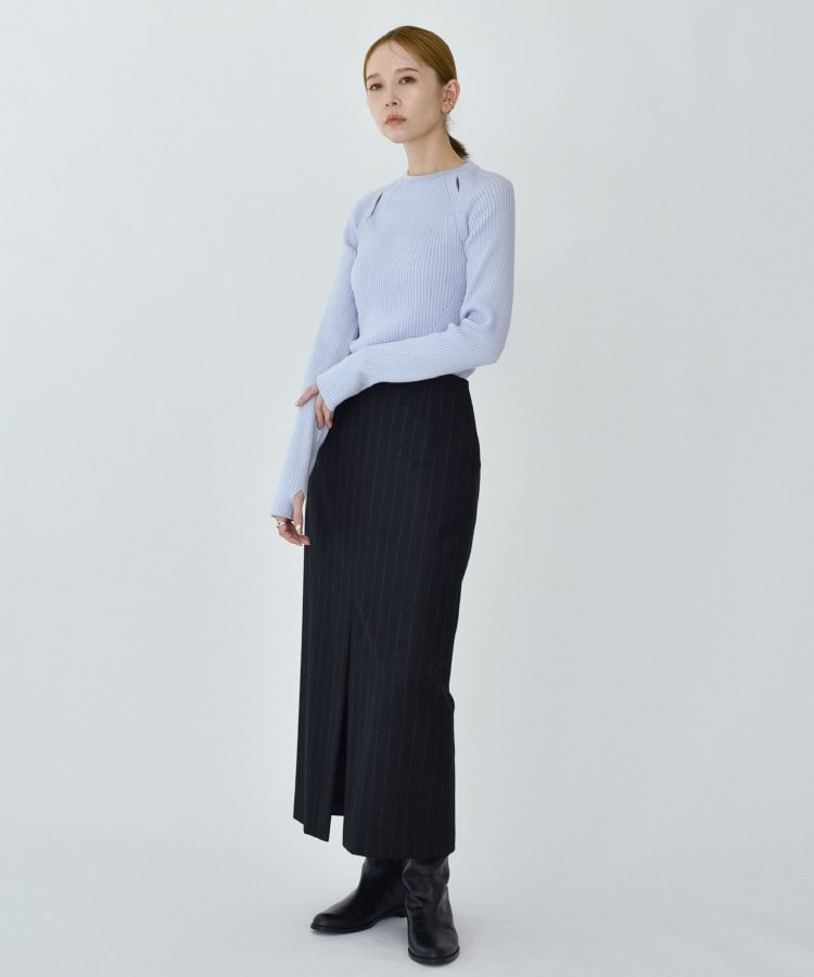 コードエー(CODE A)のCODE A ｜ wool stripe slit long skirt5