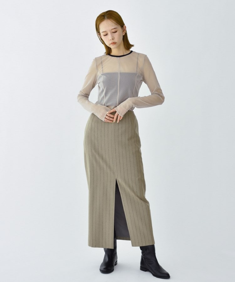 コードエー(CODE A)のCODE A ｜ wool stripe slit long skirt11