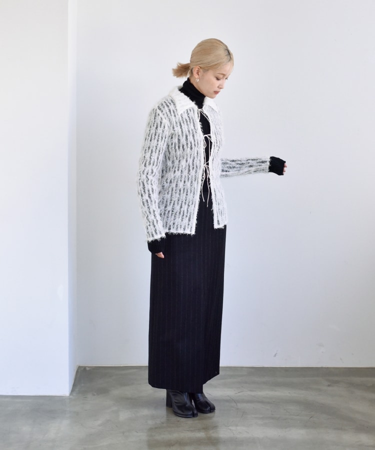 コードエー(CODE A)のCODE A ｜ wool stripe slit long skirt7