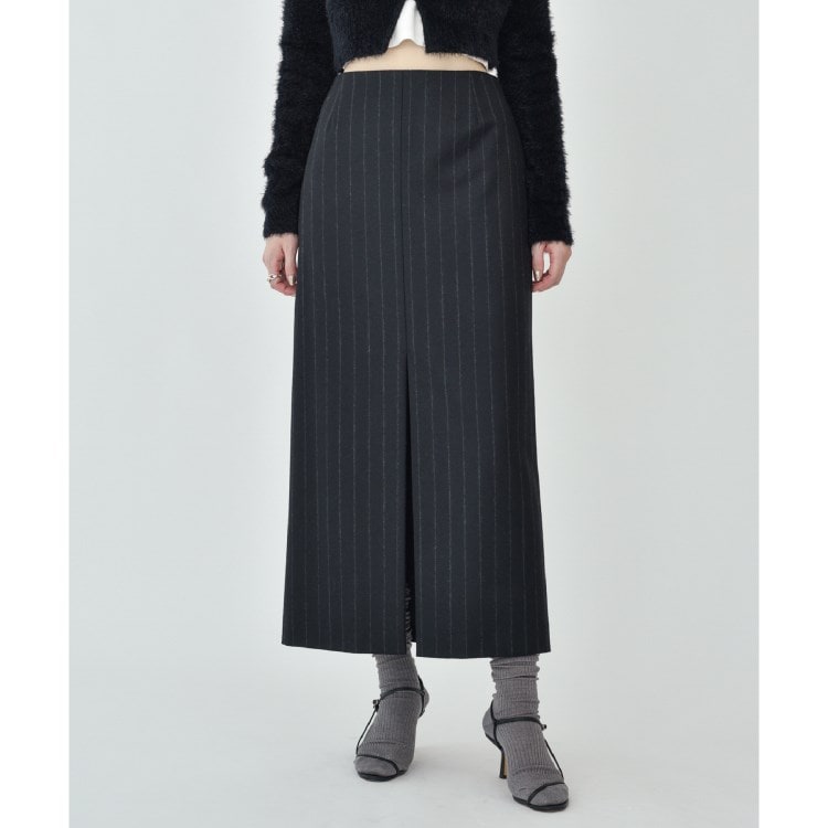 コードエー(CODE A)のwool stripe slit long skirt マキシ・ロングスカート
