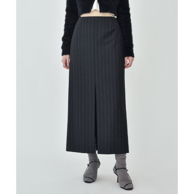 コードエー(CODE A)のCODE A ｜ wool stripe slit long skirt マキシ・ロングスカート