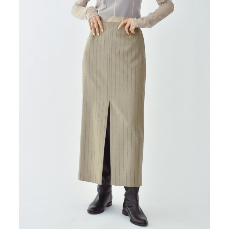 コードエー(CODE A)のCODE A ｜ wool stripe slit long skirt マキシ・ロングスカート