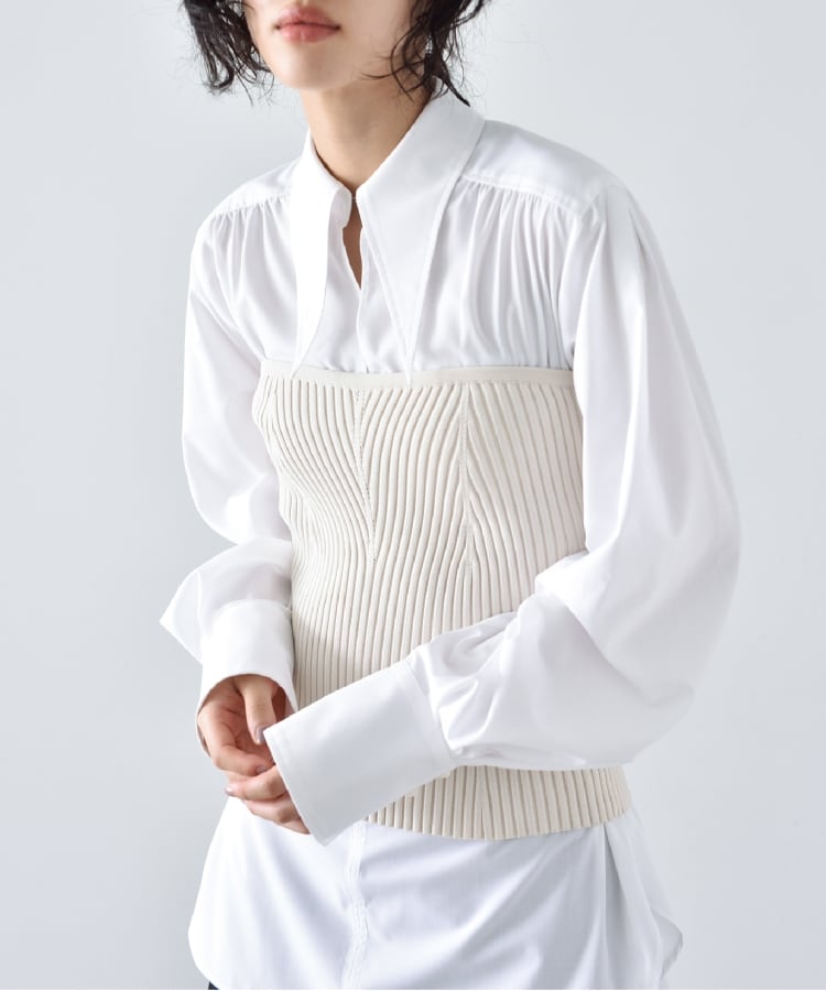 コードエー(CODE A)のCODE A ｜ long point collar oversized shirt9
