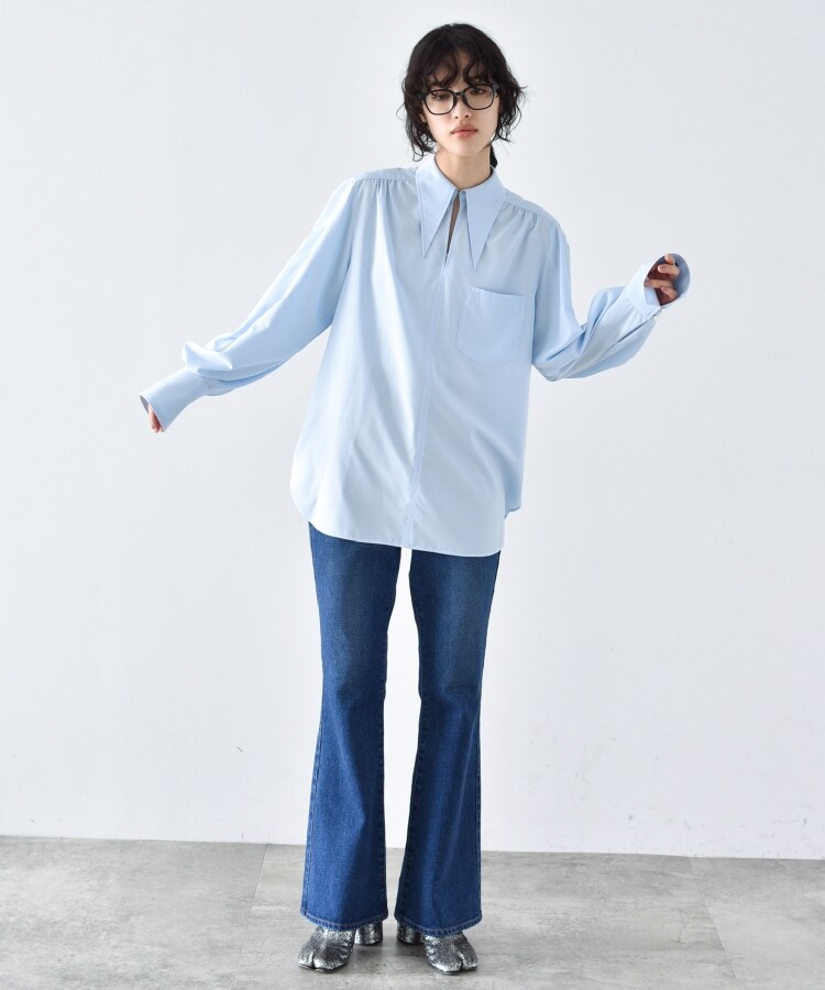 Nhoj,John Oversized Pointy Collar シャツ