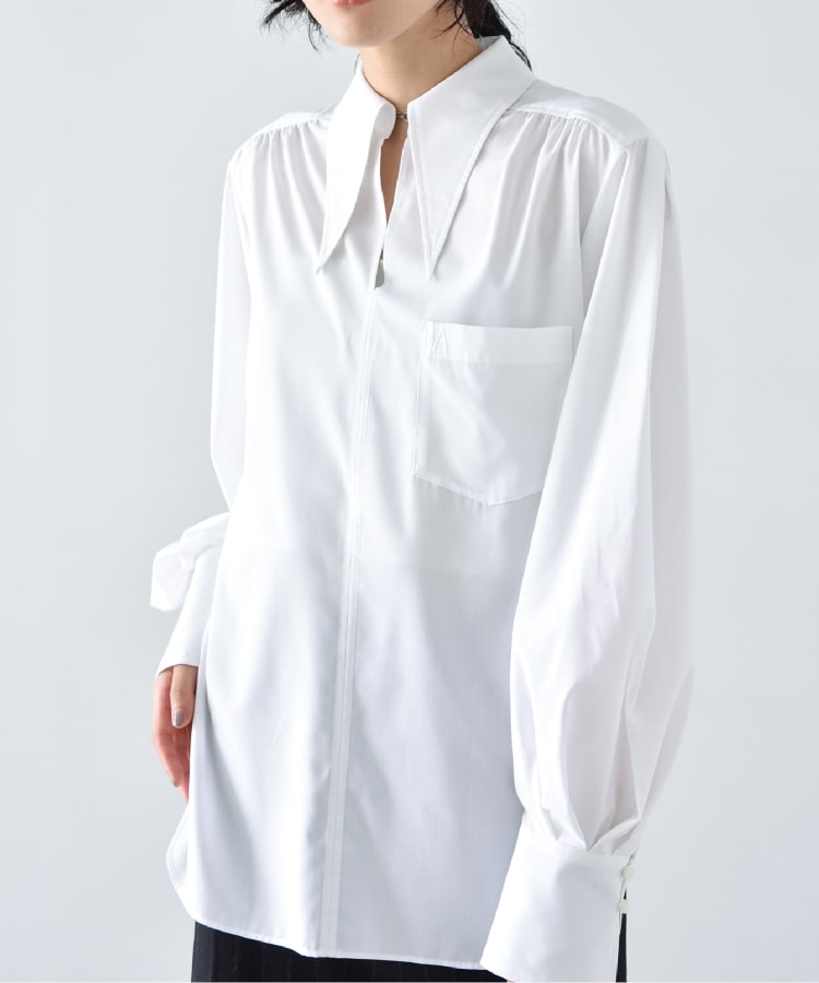 コードエー(CODE A)のCODE A ｜ long point collar oversized shirt ホワイト(001)