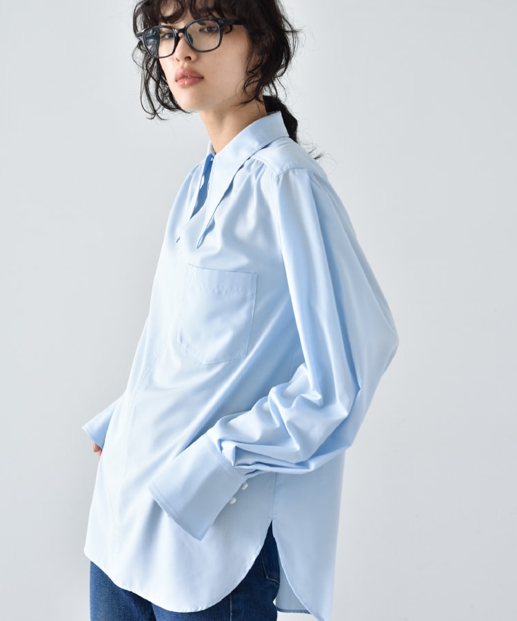 コードエー(CODE A)のCODE A ｜ long point collar oversized shirt サックス(090)