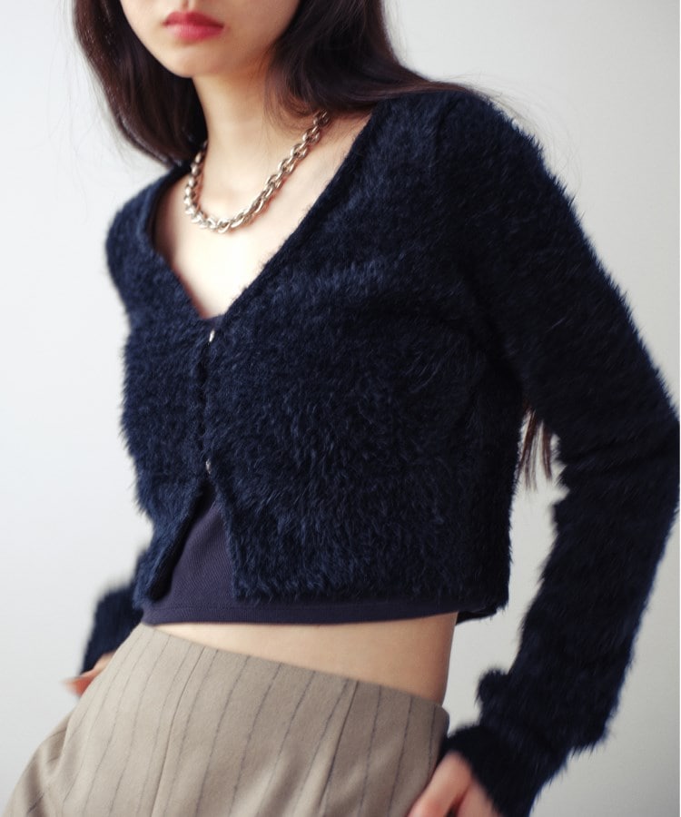 コードエー(CODE A)のCODE A ｜ shaggy cropped cardigan6