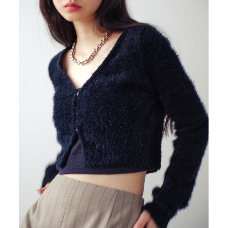 コードエー(CODE A)のCODE A ｜ shaggy cropped cardigan カーディガン/ボレロ