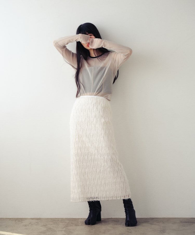 コードエー(CODE A)のCODE A ｜ feather long skirt7