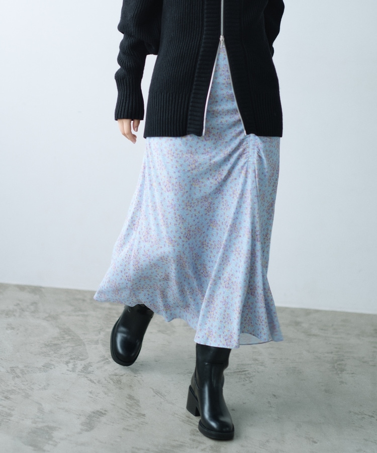 コードエー(CODE A)のCODE A | flower print skirt ライトブルー(191)