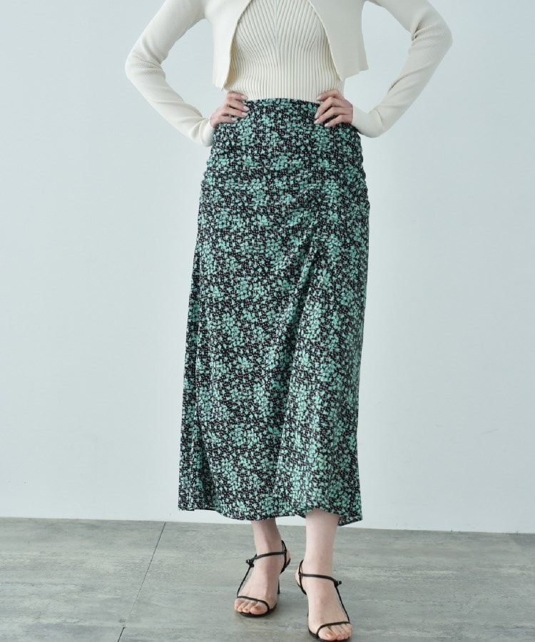 コードエー(CODE A)のCODE A | flower print skirt ブラック(119)