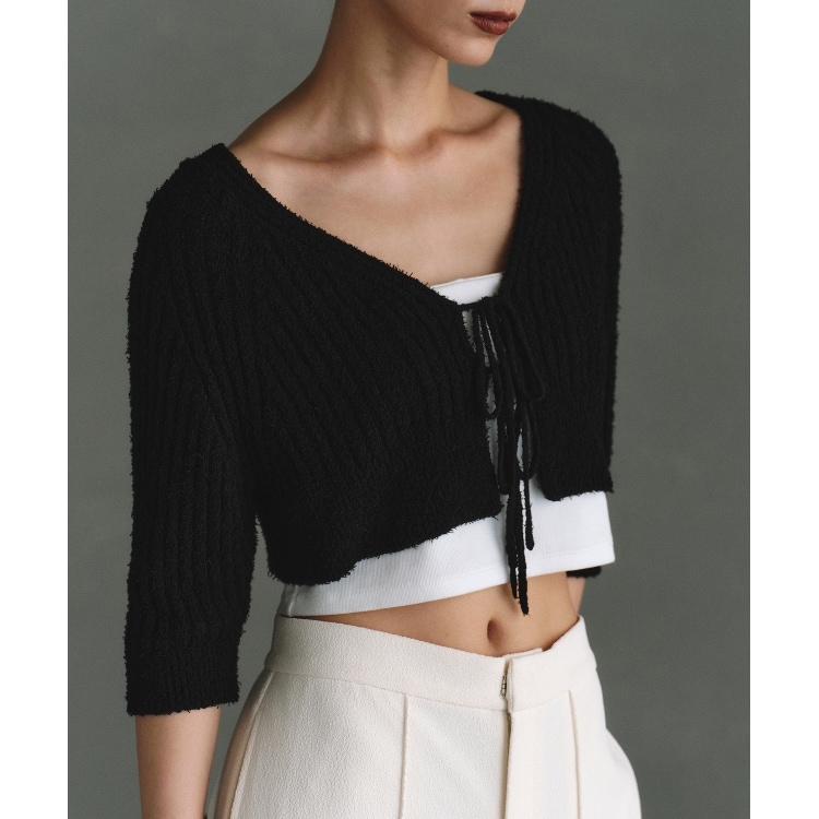 コードエー(CODE A)のcarl yarn 2way short cardigan カーディガン/ボレロ