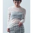 コードエー(CODE A)のsheer gathered jersey top オフホワイト(003)
