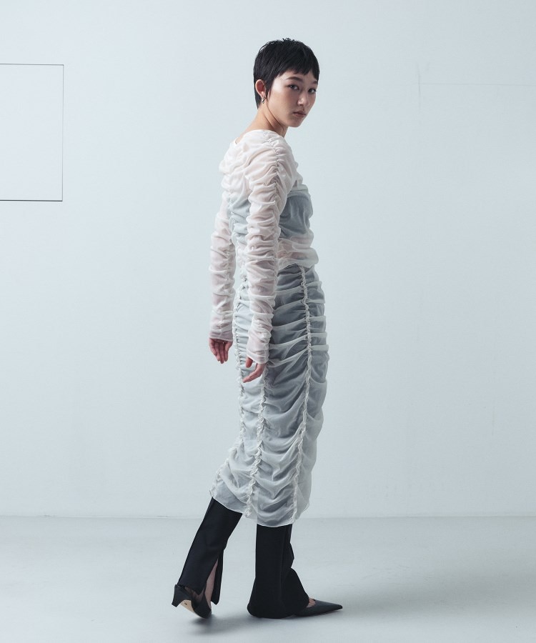 コードエー(CODE A)のsheer gathered jersey skirt3