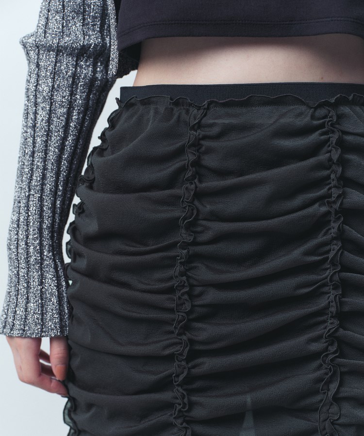 コードエー(CODE A)のsheer gathered jersey skirt5