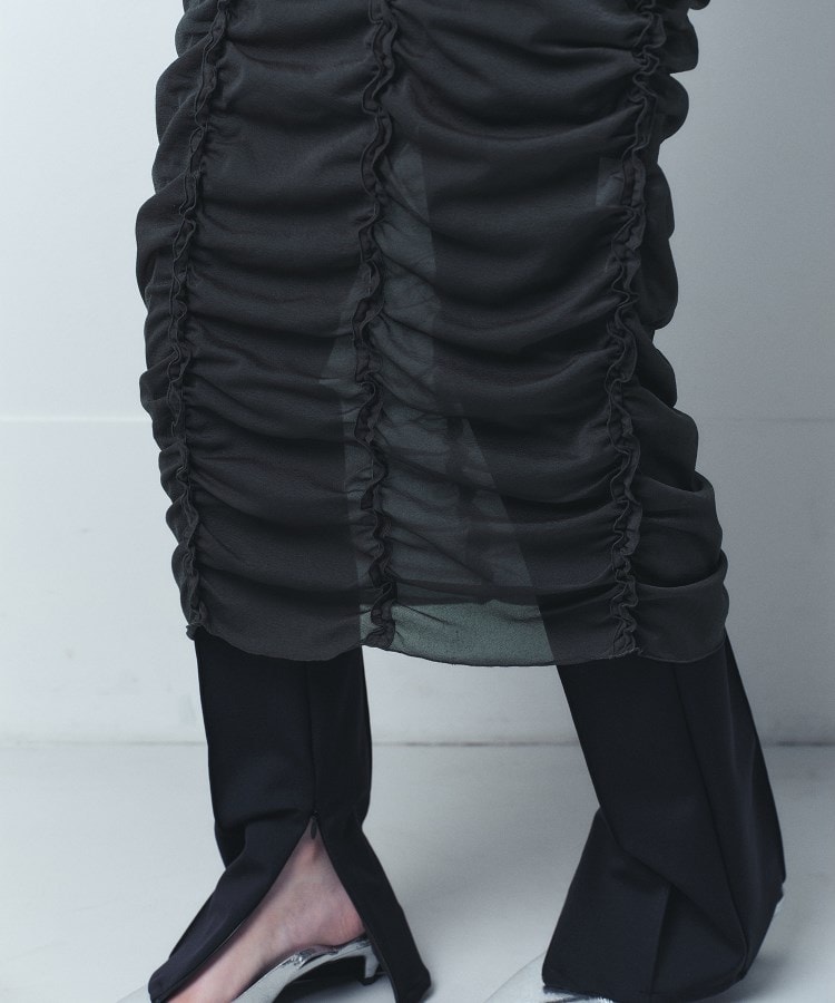 コードエー(CODE A)のsheer gathered jersey skirt6
