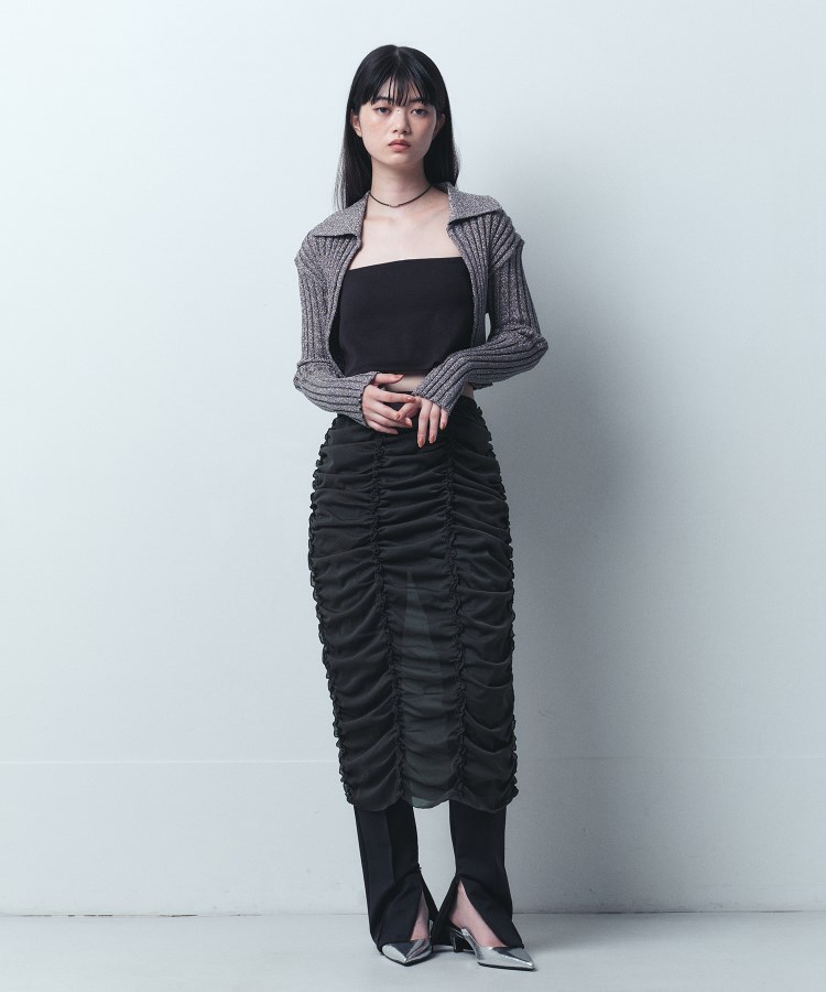 コードエー(CODE A)のsheer gathered jersey skirt7
