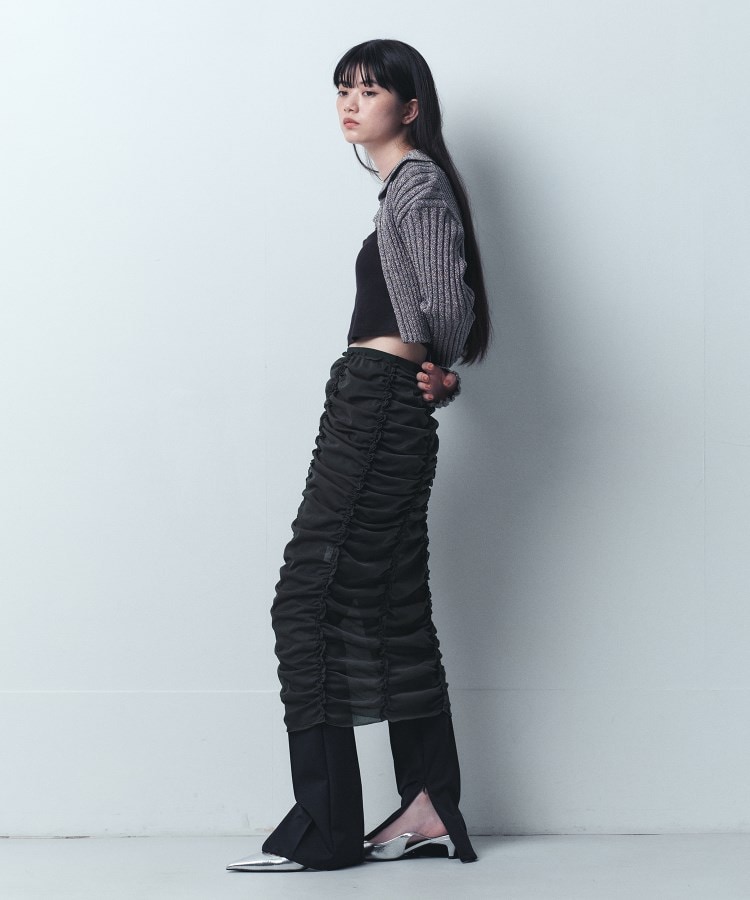 コードエー(CODE A)のsheer gathered jersey skirt8