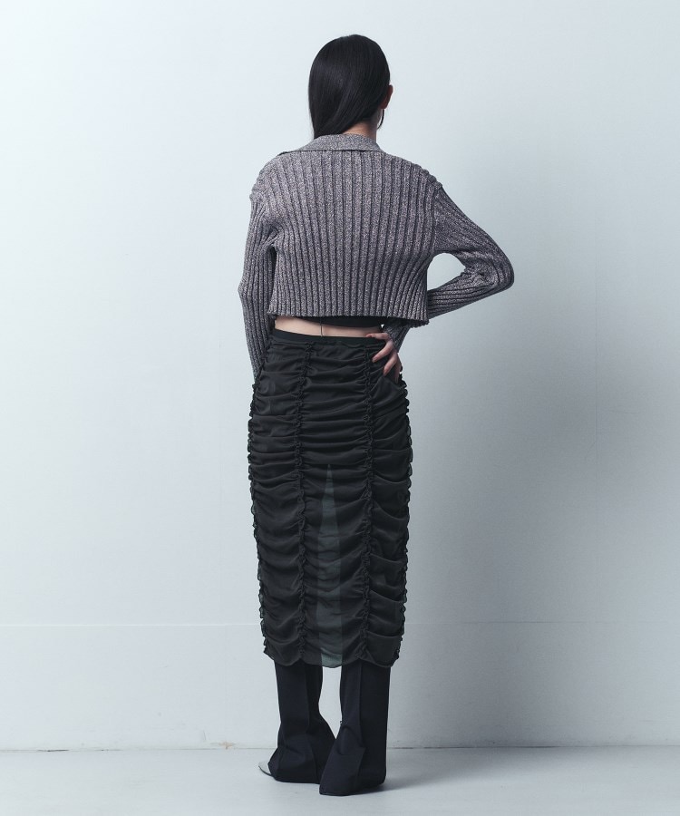 sheer gathered jersey skirt（ミモレスカート） | CODE A