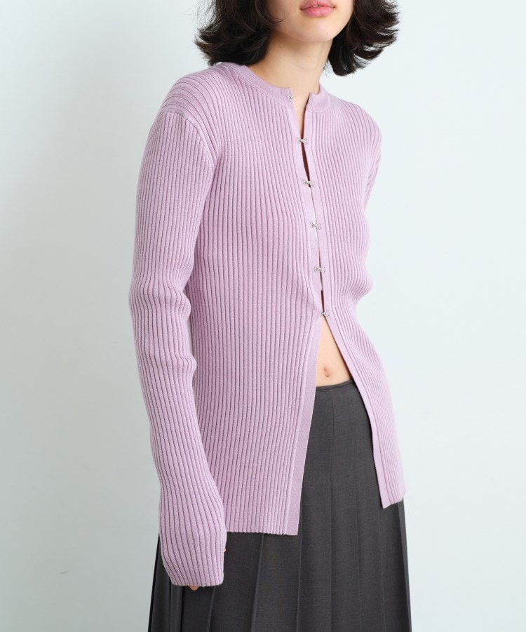 コードエー(CODE A)のfronthook knit cardigan ラベンダー(080)