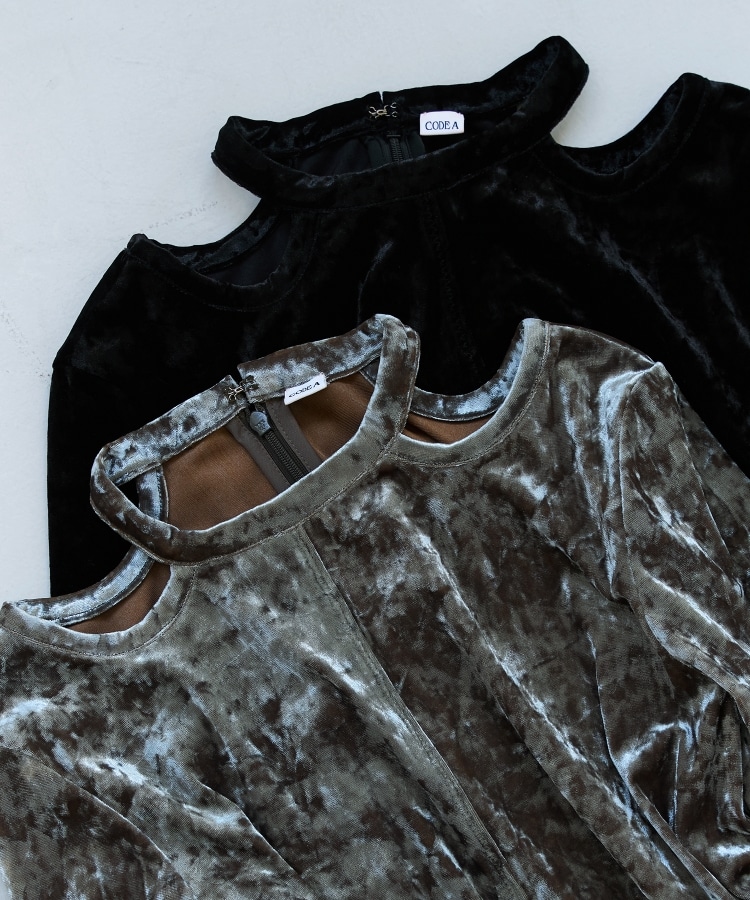 コードエー(CODE A)のneck point velour dress10