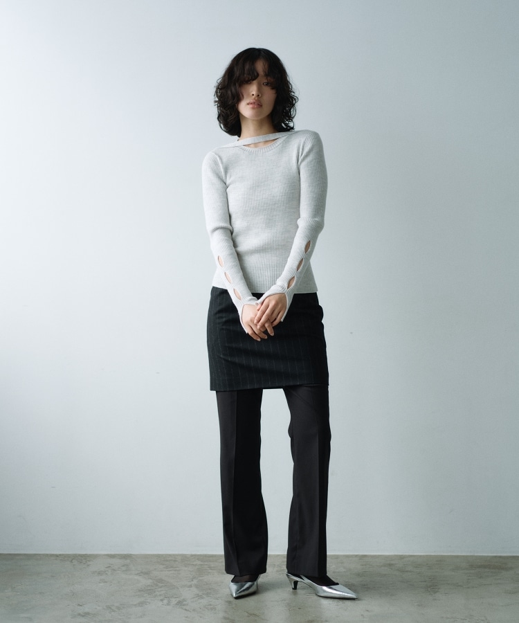 コードエー(CODE A)のmelange knit cutting pullover4