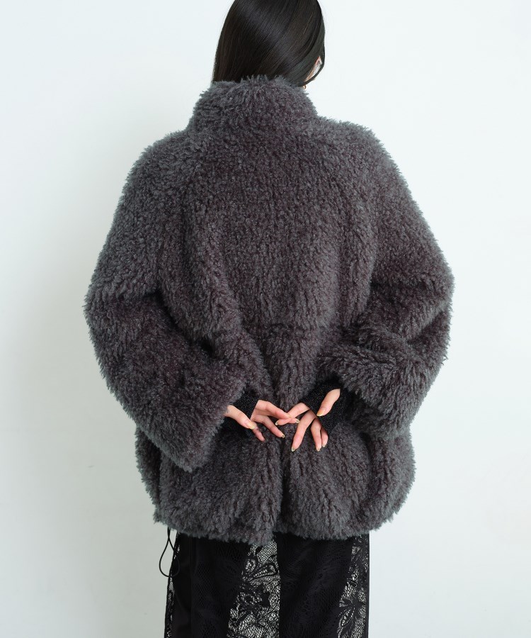 CODE A｜w needle faux fur coat（スタンドカラーコート