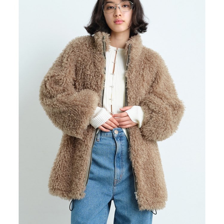 コードエー(CODE A)のCODE A｜w needle faux fur coat スタンドカラーコート