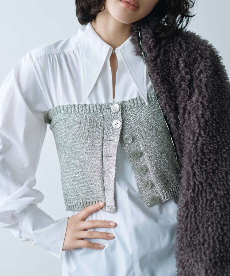 コードエー(CODE A)のlame knit bustier シルバー(006)
