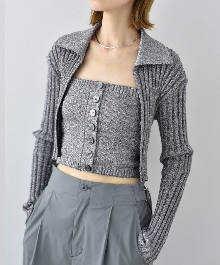 コードエー(CODE A)のCODE A｜lame knit cardigan6