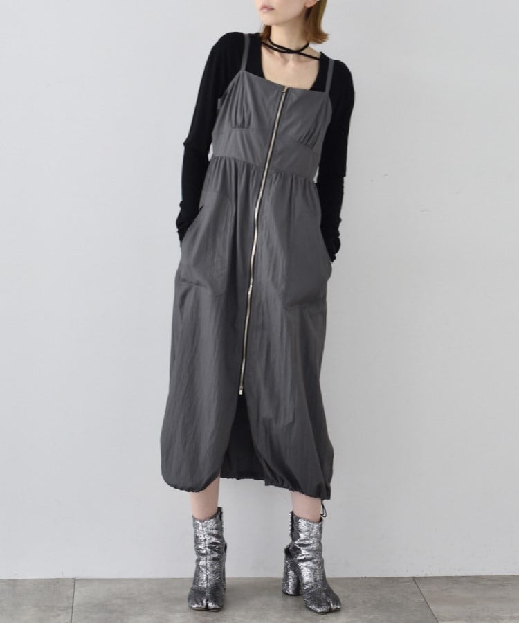 コードエー(CODE A)のCODE A｜zip－front dress グレー(012)