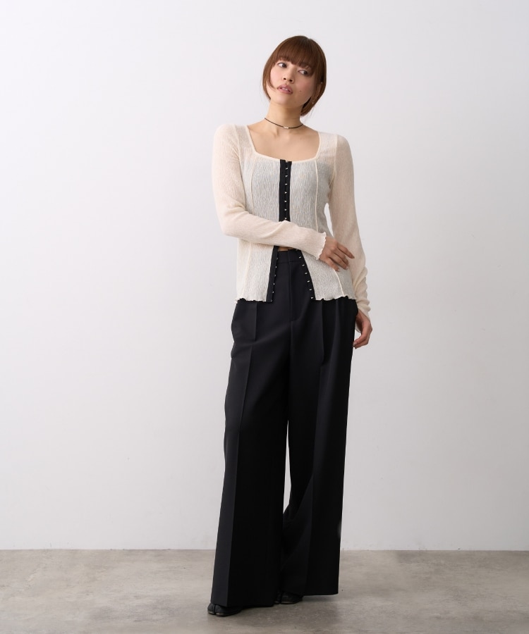 コードエー(CODE A)のCODE A｜fronthook sheer rib pullover4