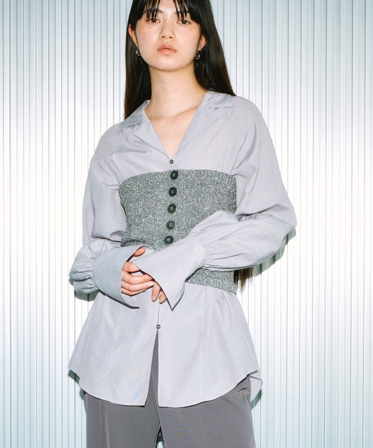 コードエー(CODE A)のsheer long shirt ライトグレー(011)