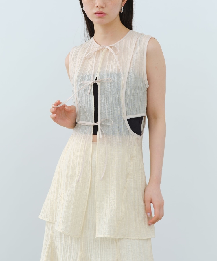 コードエー(CODE A)のCODE A｜sheer ribbon design blouse オフホワイト(003)