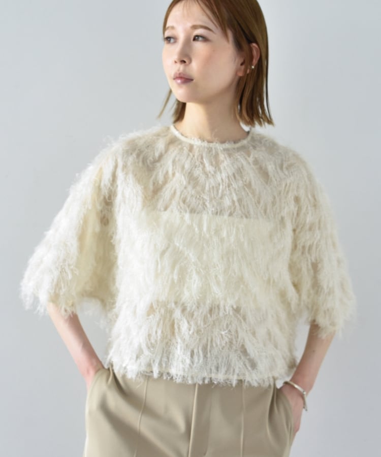 feather jacquard back open blouse(シャツ・ブラウス) | CODE feather jacquard back open blouse(シャツ・ブラウス) | CODE