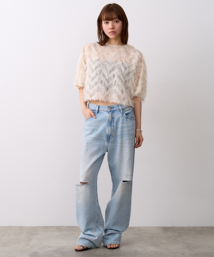 コードエー(CODE A)のCODE A｜feather jacquard back open blouse18