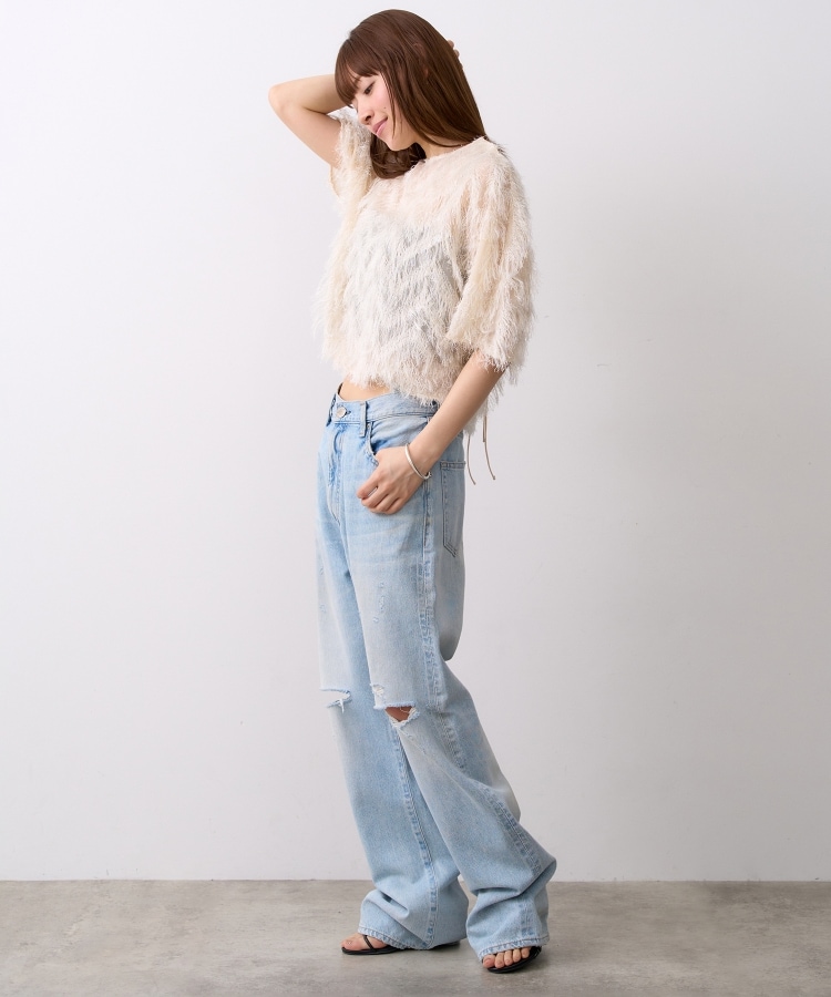 コードエー(CODE A)のCODE A｜feather jacquard back open blouse19