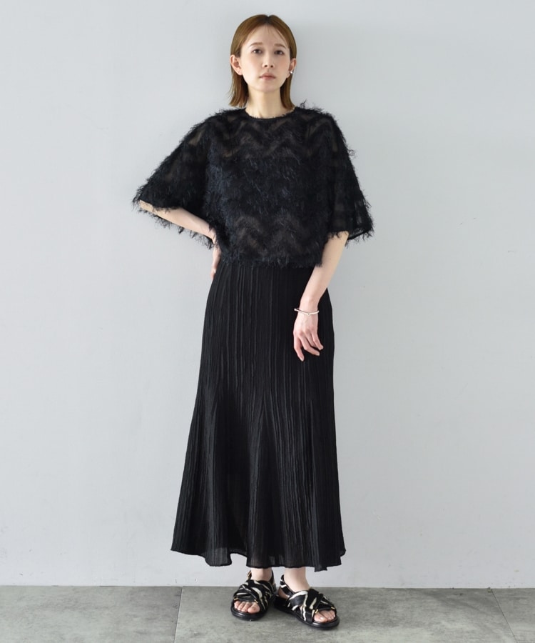 コードエー(CODE A)のCODE A｜feather jacquard back open blouse24