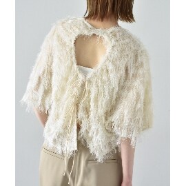 コードエー(CODE A)のCODE A｜feather jacquard back open blouse