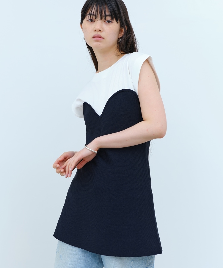 コードエー(CODE A)のdesign knit tunic ブラック(019)