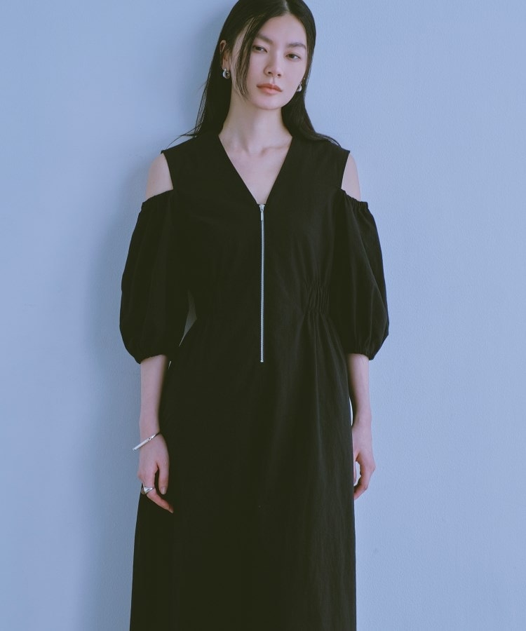 コードエー(CODE A)のCODE A｜front zip desigin dress ブラック(019)