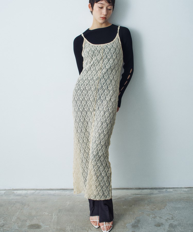 コードエー(CODE A)のstretch lace cami dress ライトイエロー(030)