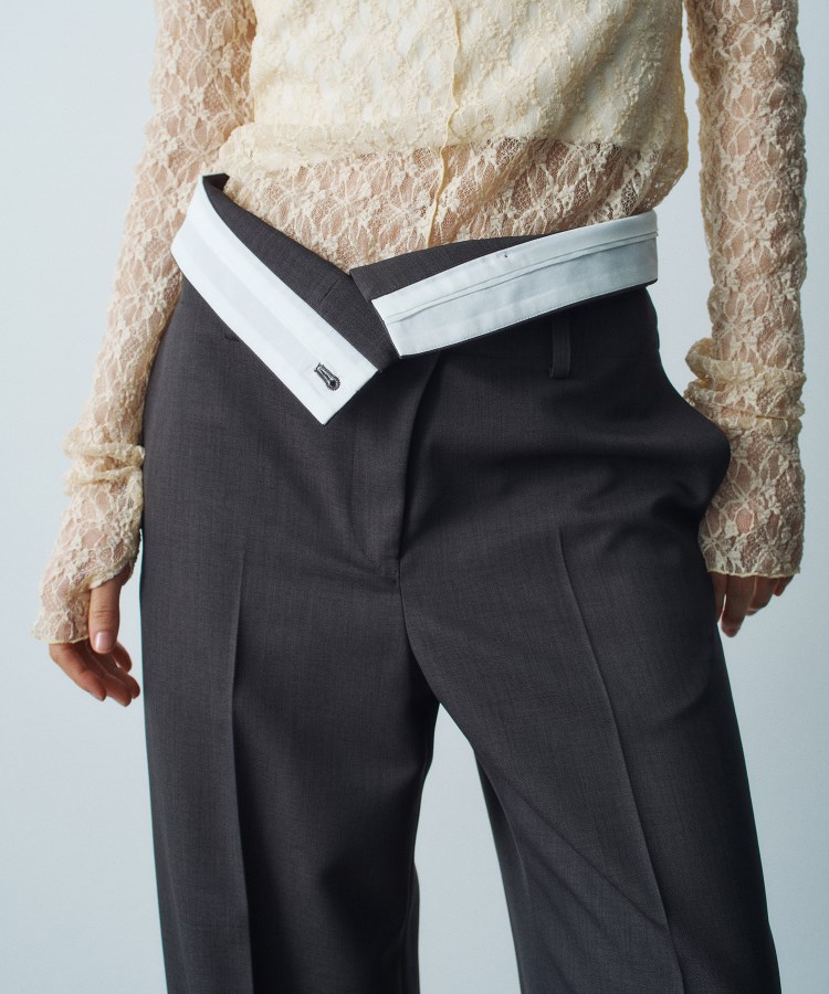 コードエー(CODE A)のturn up chic trousers チャコールグレー(014)